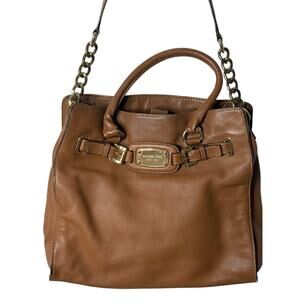 MICHAEL Michael Kors Hamilton Leather Tote Cognac Gold Large Pebbled Leather